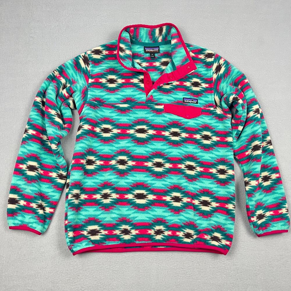 Patagonia Synchilla Snap-T Wild Desert Beryl Green Aztec Fleece Women's M